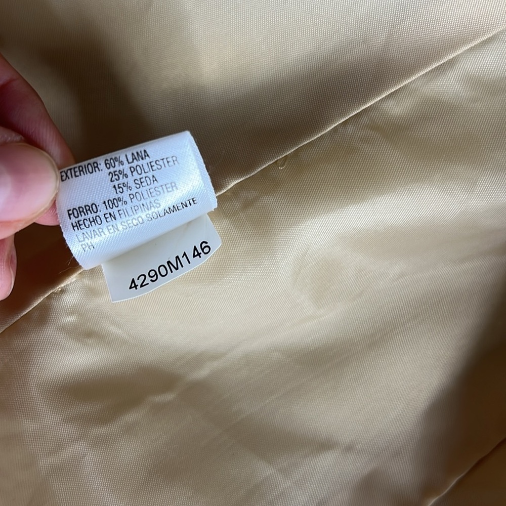 Antonio Melani Womens Size 12 Wool Silk Blend Herringbone Tan Cream Lined Jacket - Picture 12 of 15
